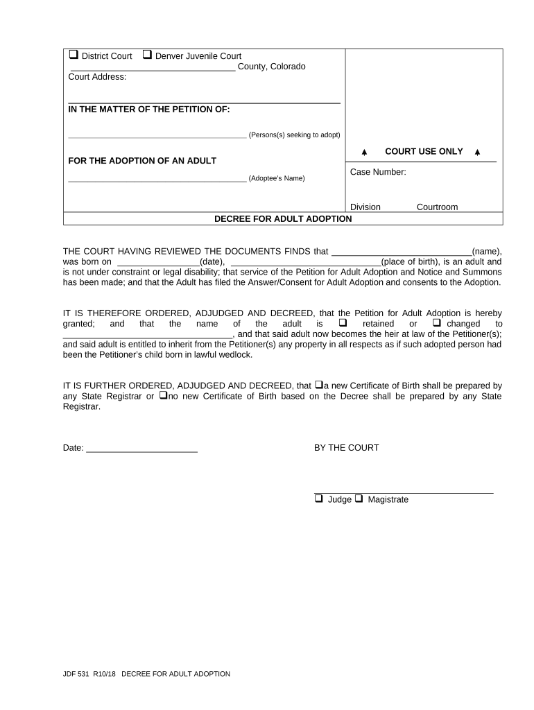 Adult Adoption Application  Form