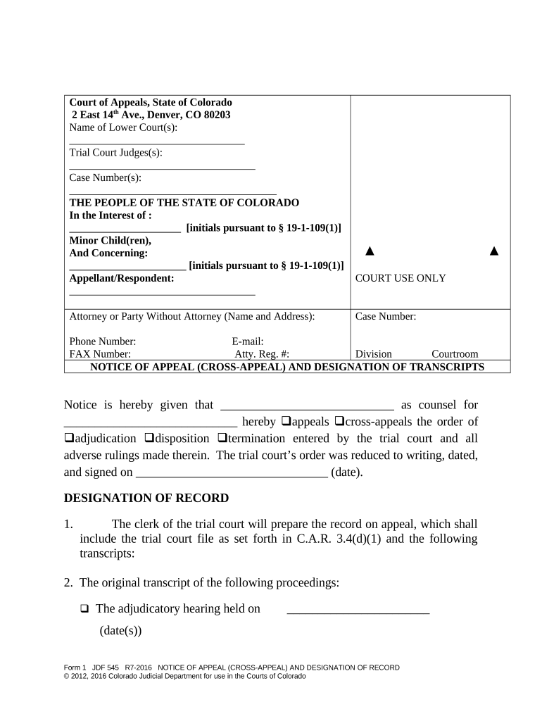 Notice Appeal Form