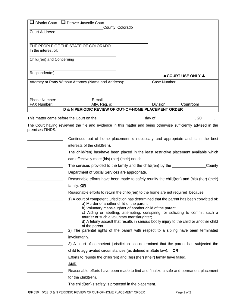 Colorado Home Order  Form