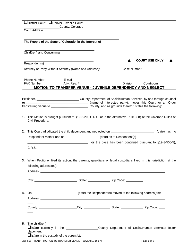 Motion Transfer Venue  Form