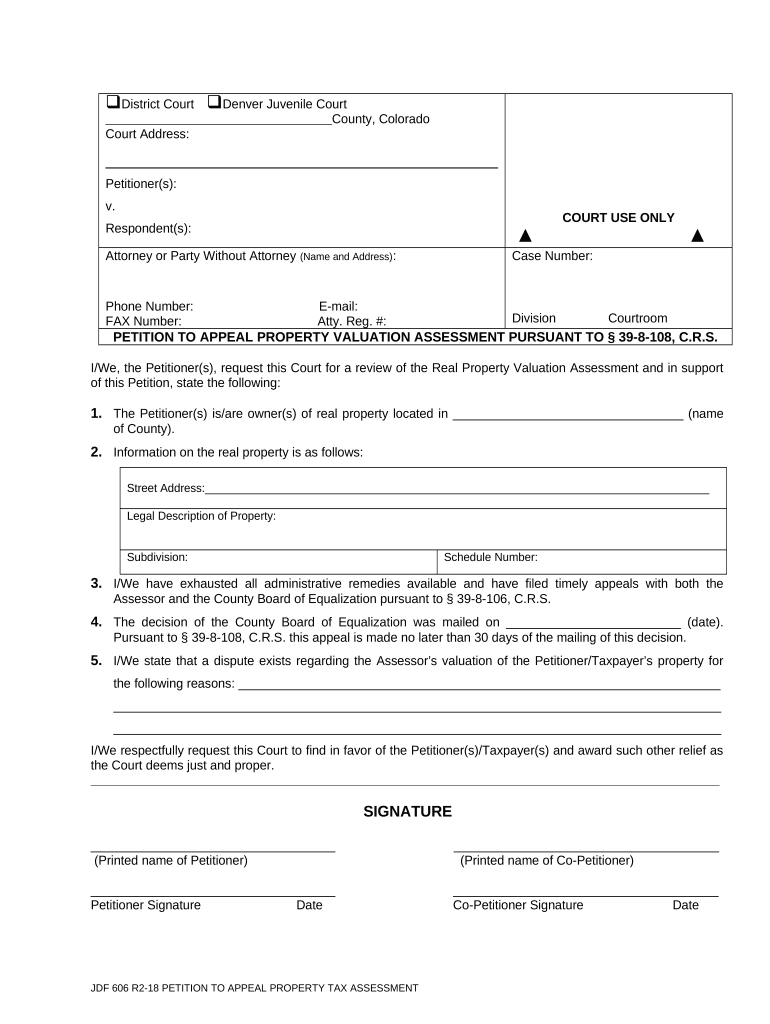 Property Valuation Colorado  Form