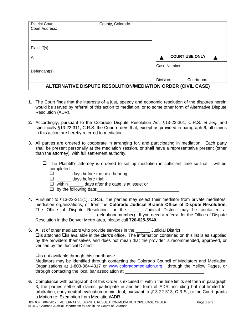 Dispute Mediation  Form