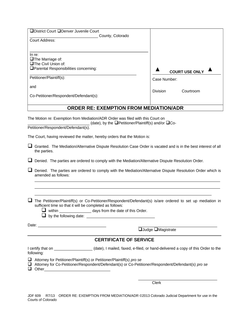 Mediation Civil Case  Form