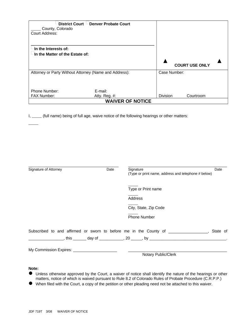 Waiver Notice Template  Form
