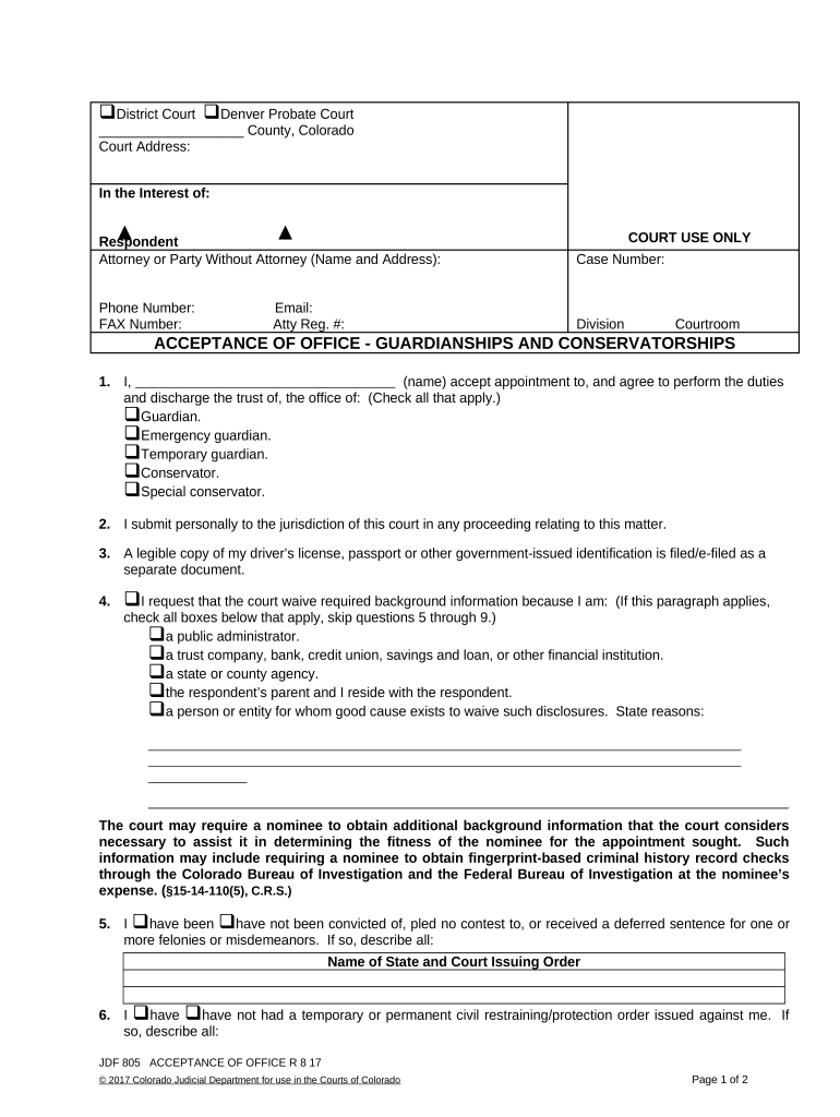 Acceptance of Office Colorado  Form