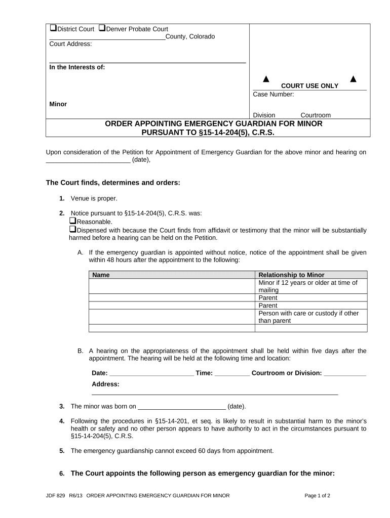 Colorado Minor  Form