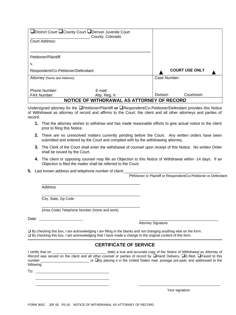 Colorado Attorney  Form