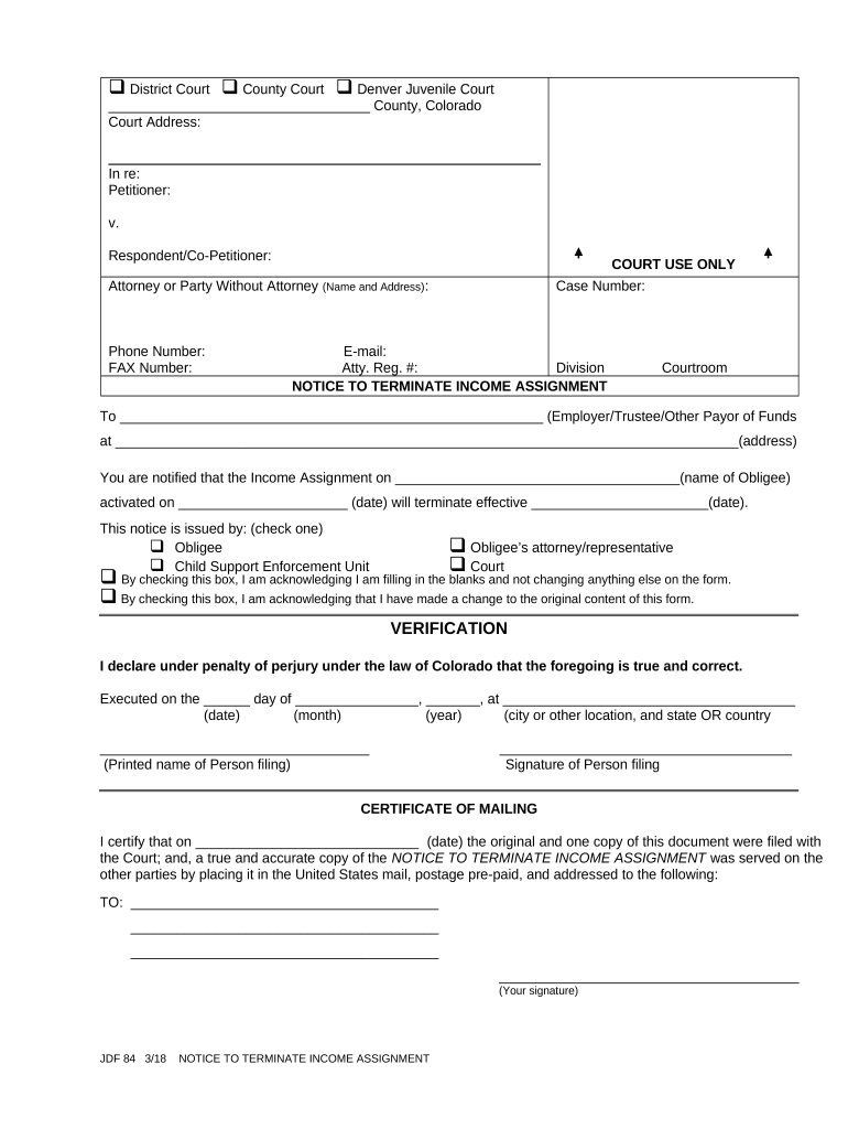 Income Assignment Statement  Form