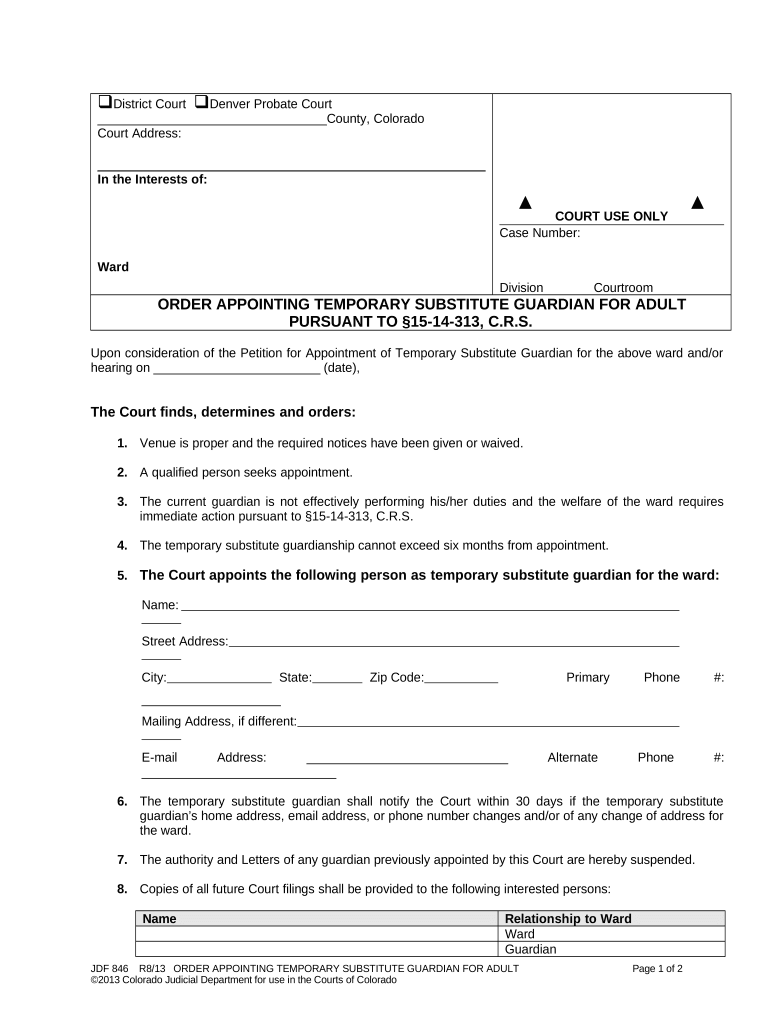 Substitute Guardian  Form