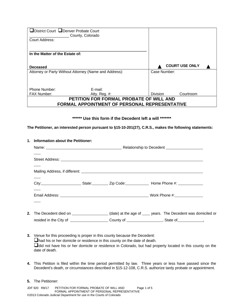 Fill and Sign the Formal Probate Will