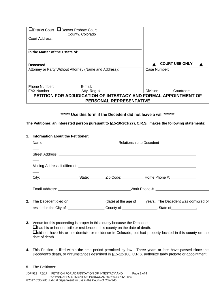 Intestacy Form