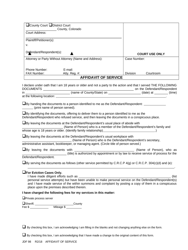 Colorado Service  Form