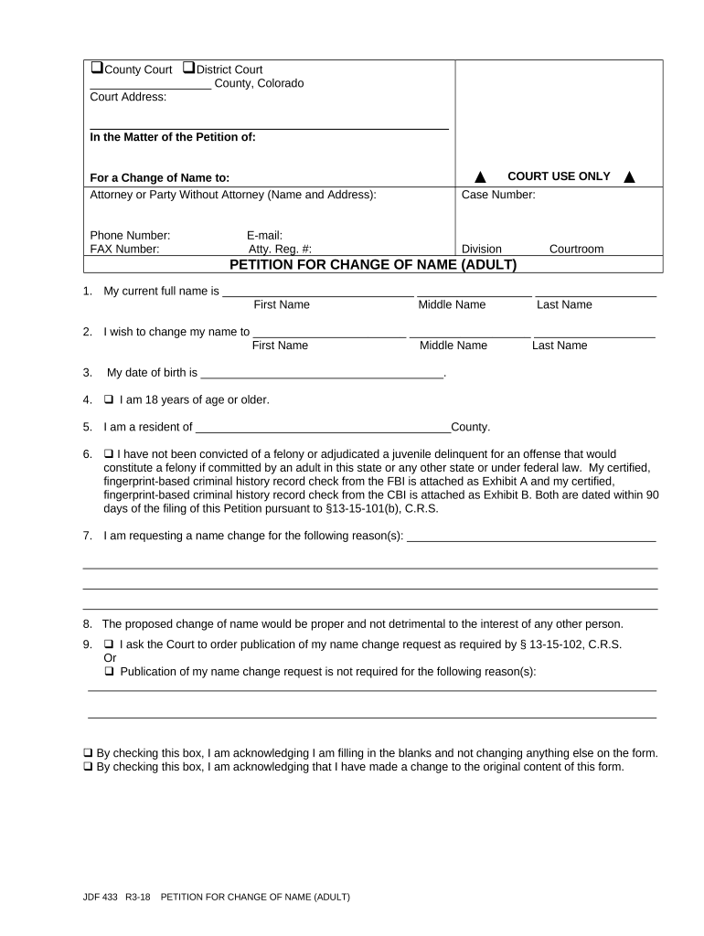 Petition Change Name  Form