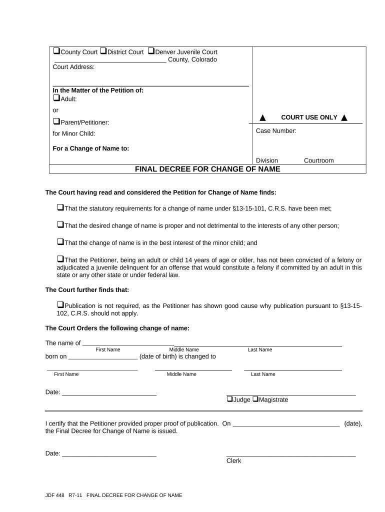 Colorado Name Change  Form