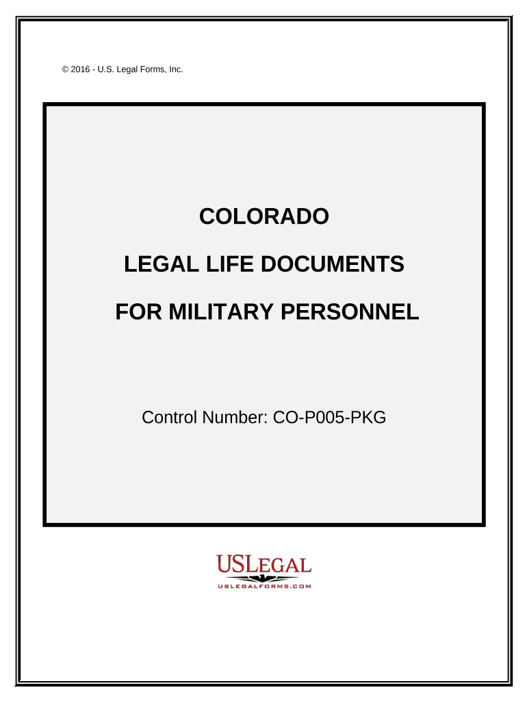 Essential Legal Life Documents for Military Personnel Colorado  Form