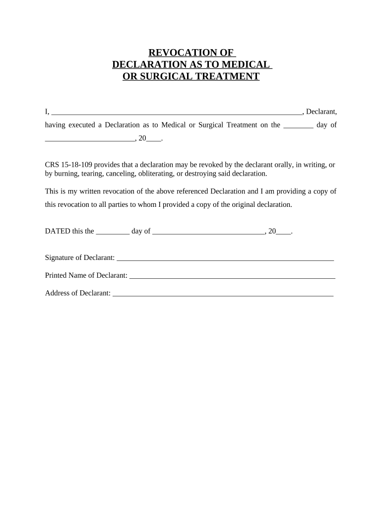 Colorado Revocation  Form