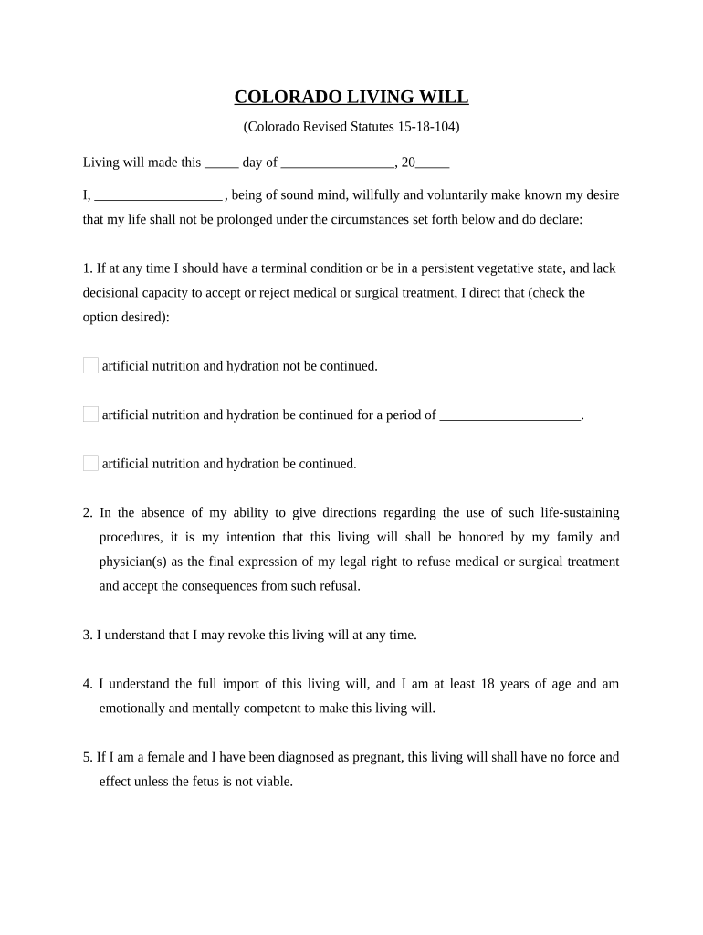 Colorado Revised Statutes  Form