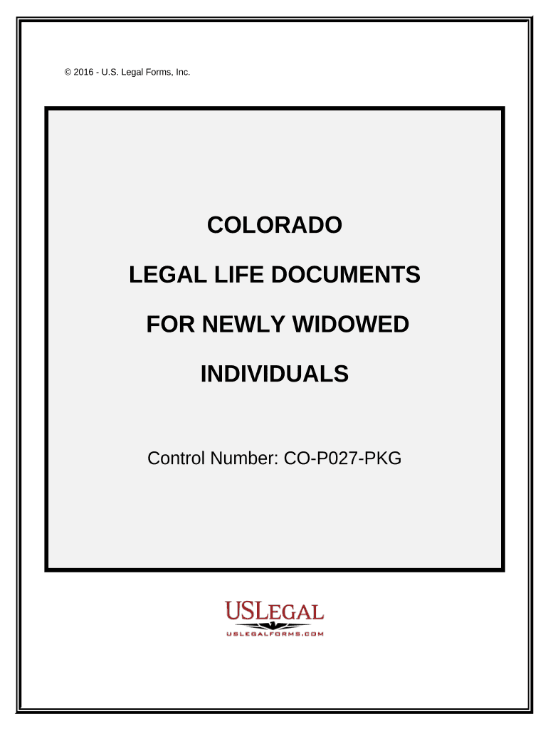 Newly Widowed Individuals Package Colorado  Form