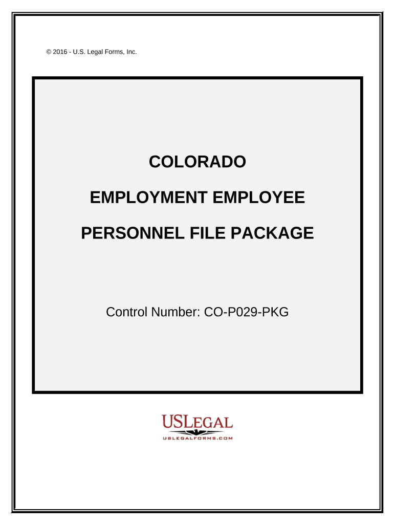 Employment Employee Personnel File Package Colorado  Form