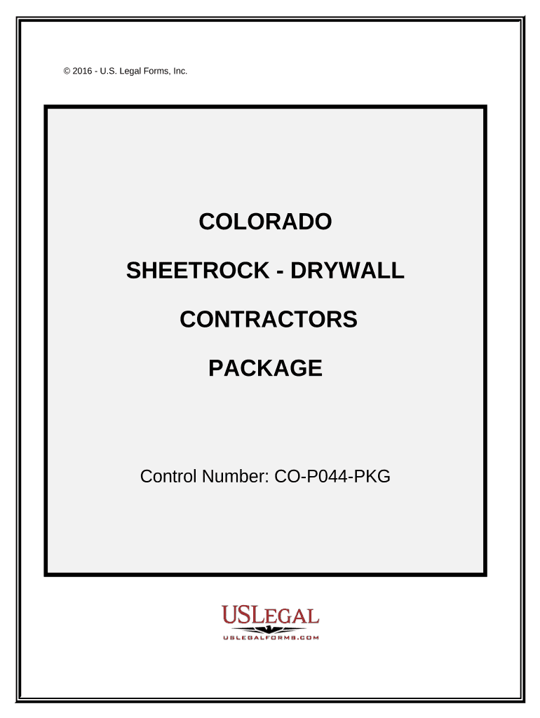 Sheetrock Drywall Contractor Package Colorado  Form