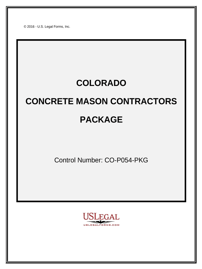 Concrete Mason Contractor Package Colorado  Form