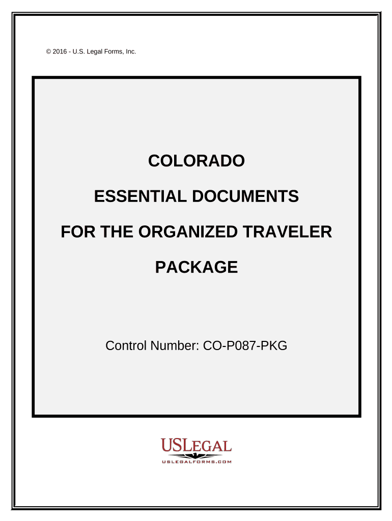 Essential Documents for the Organized Traveler Package Colorado  Form
