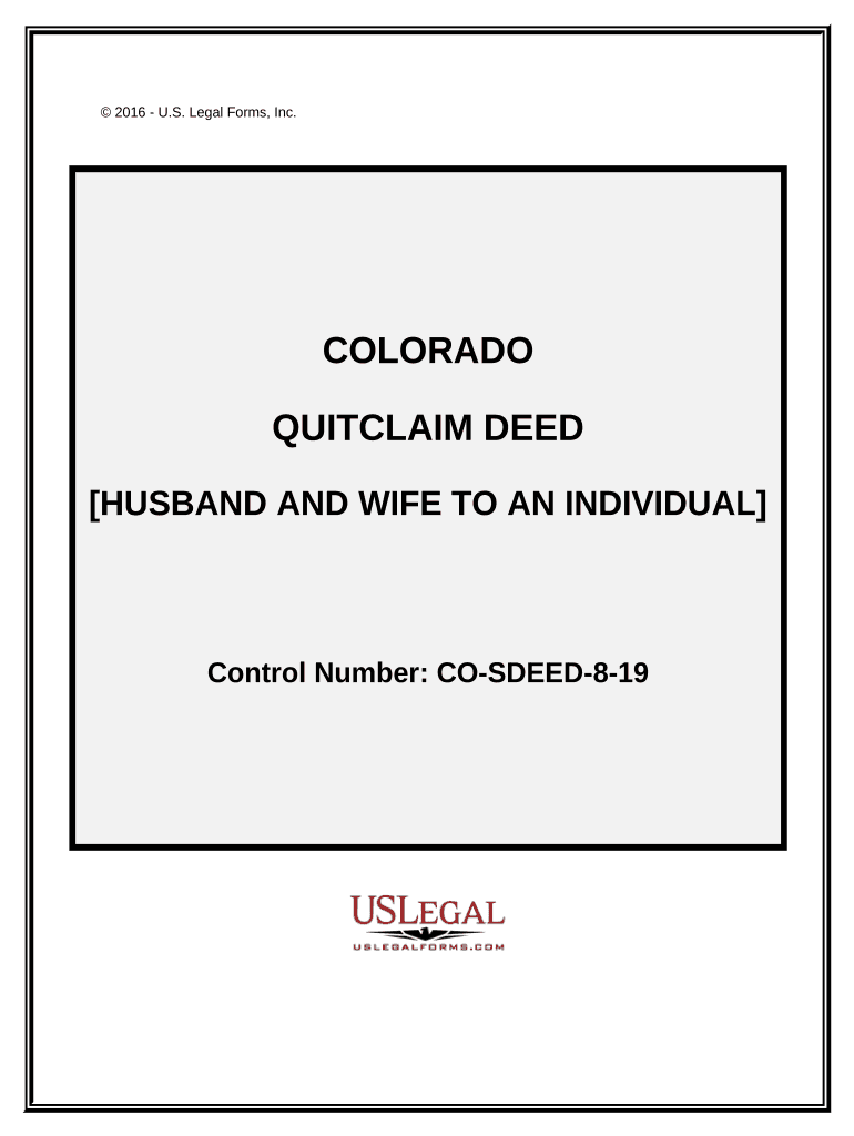 Quitclaim Deed Husband and Wife to an Individual Colorado  Form