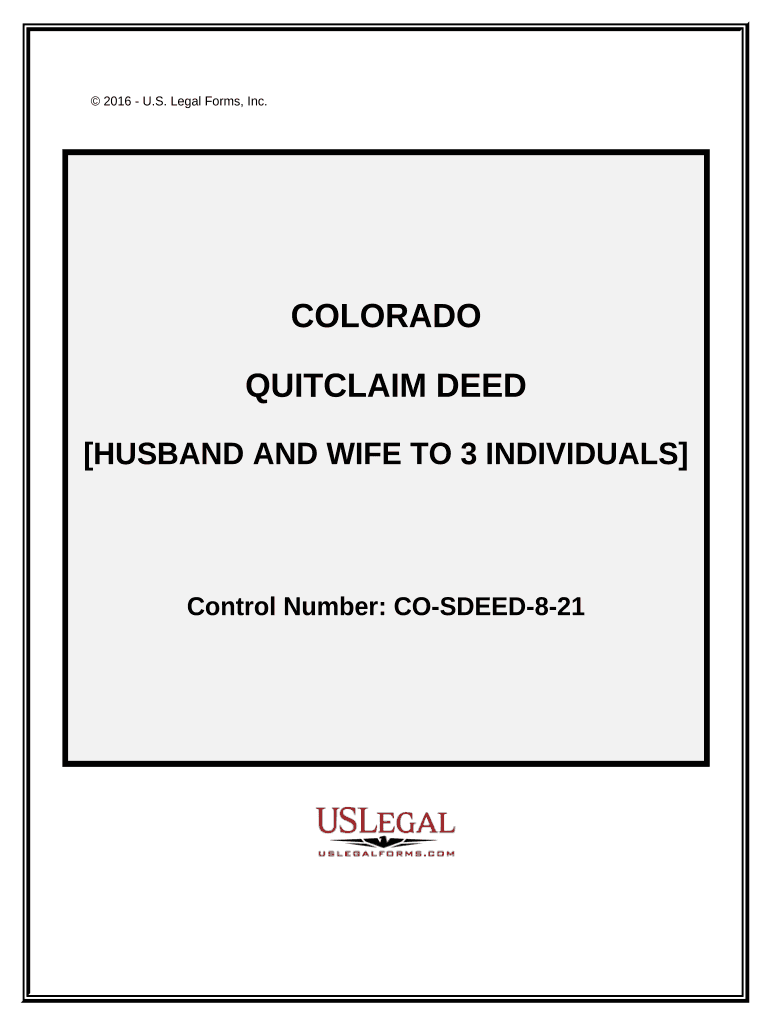Quitclaim Deed Husband and Wife to Three Individuals Colorado  Form