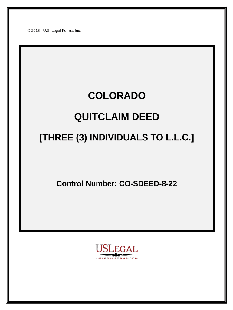 Quitclaim Deed Three Individuals to a Limited Liability Company Colorado  Form