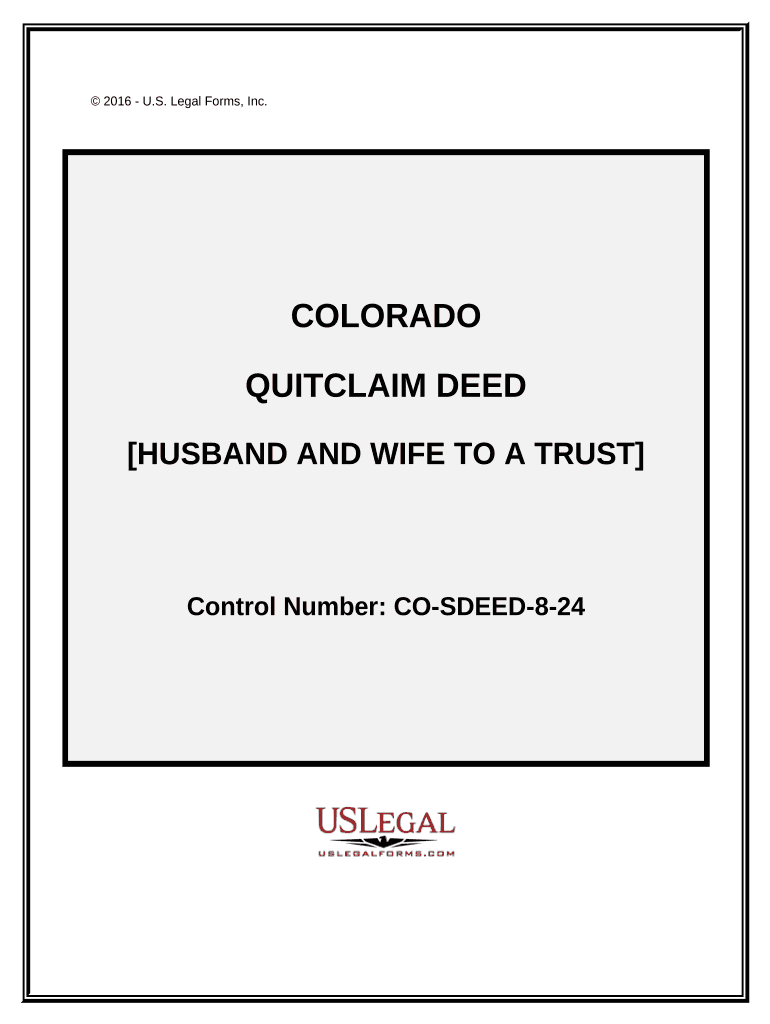 Quitclaim Deed Husband and Wife to a Trust Colorado  Form