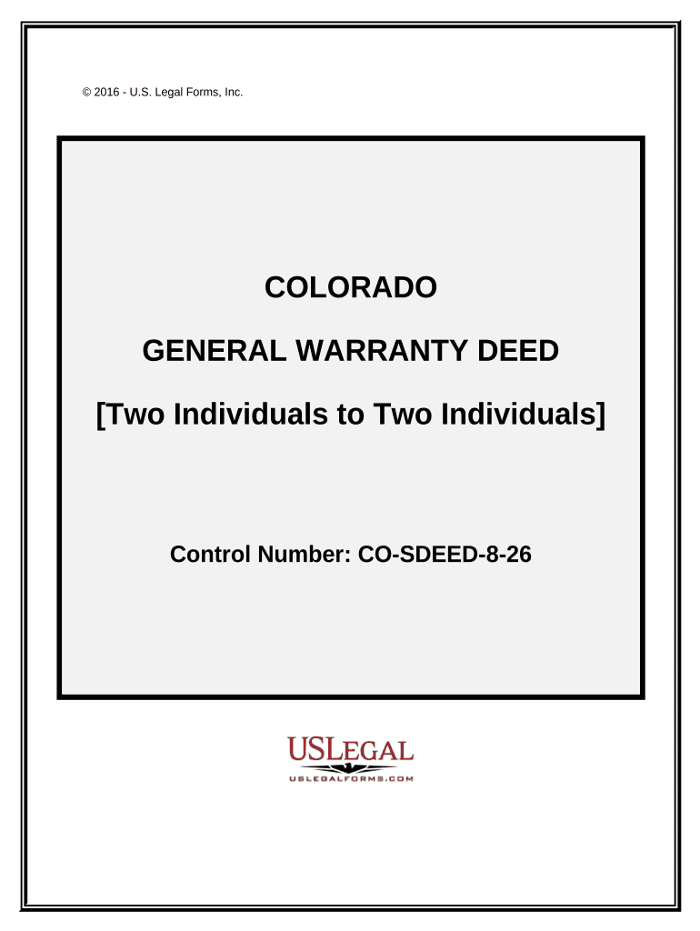 General Warranty Deed Two Individuals to Two Individuals Colorado  Form