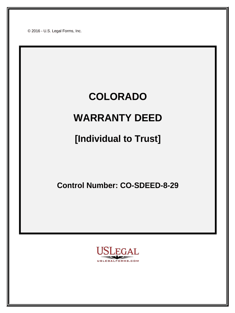 Warranty Deed Individual to a Trust Colorado  Form