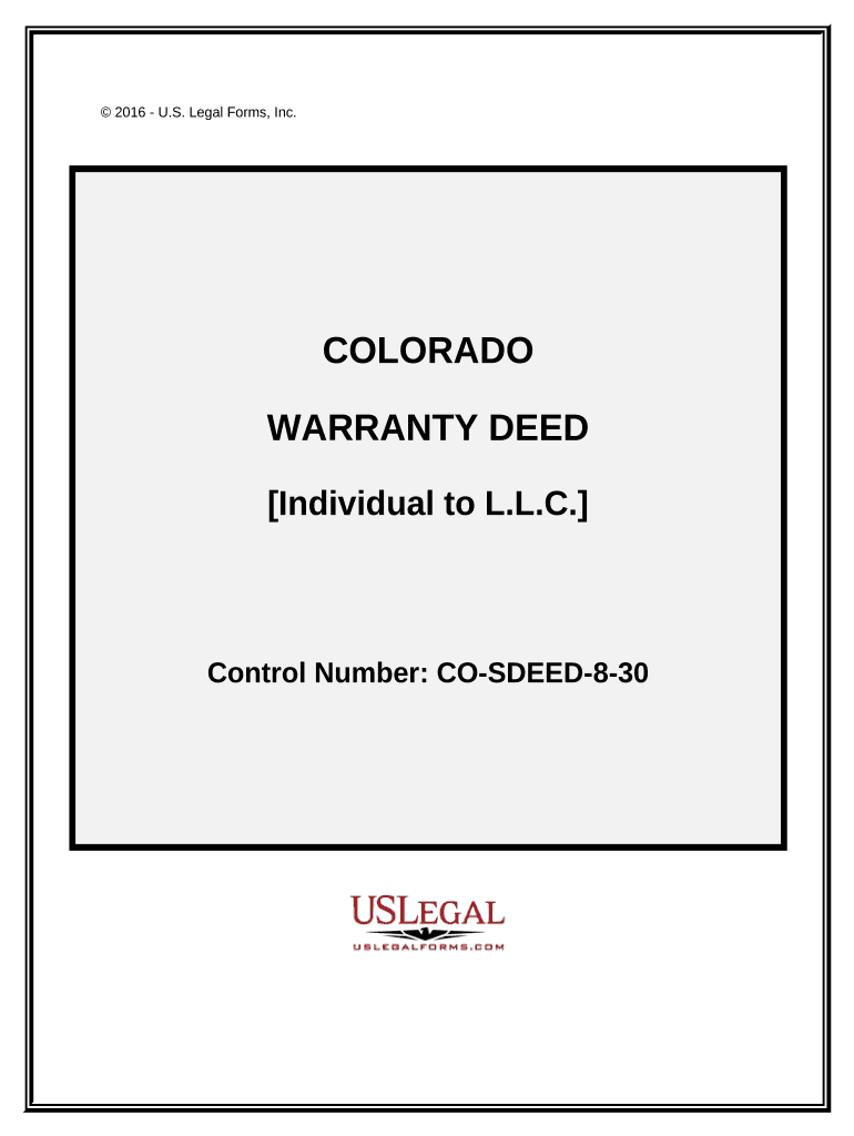 Warranty Deed Individual to a Limited Liability Company Colorado  Form