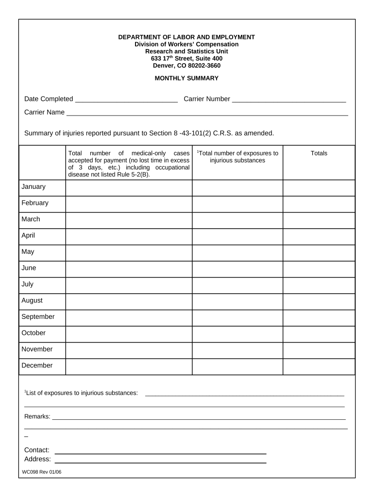 Colorado Workers  Form