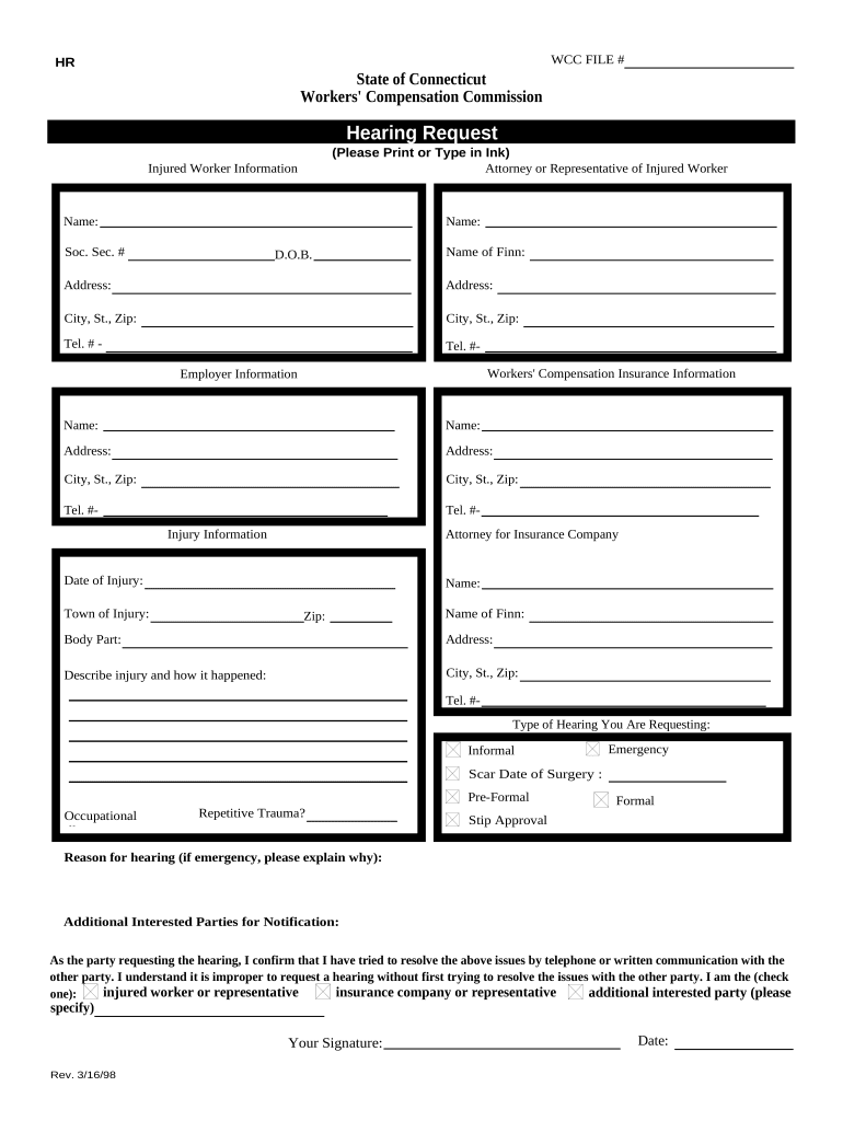 Hearing Request Connecticut  Form