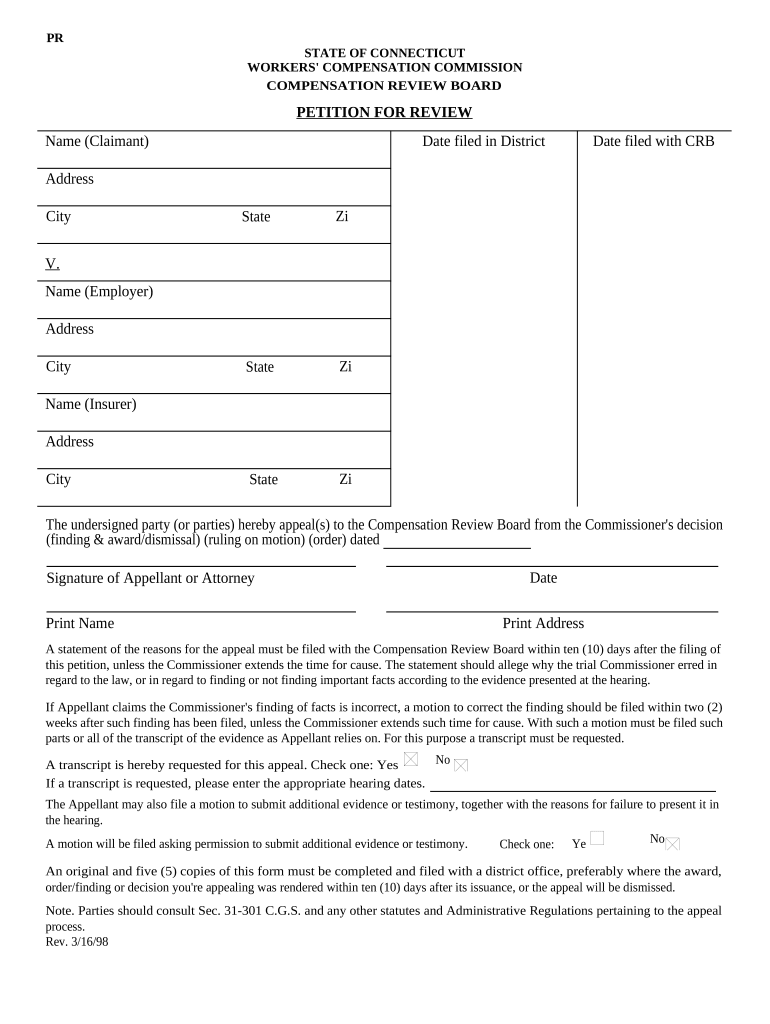 Petition for Review Connecticut  Form
