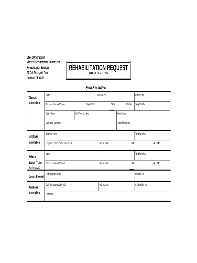 Rehabilitation Request Connecticut  Form