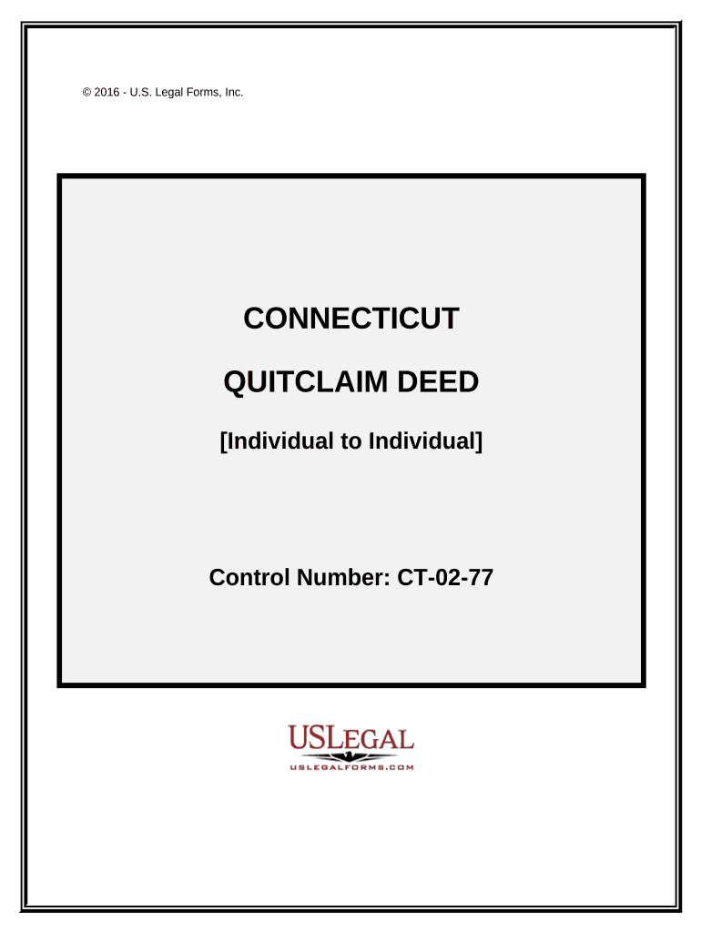 Quitclaim Deed from Individual to Individual Connecticut  Form