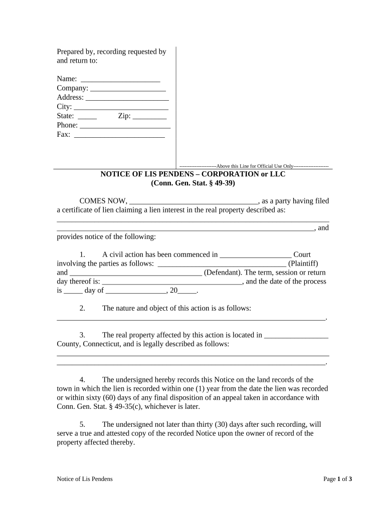 Connecticut Lis  Form