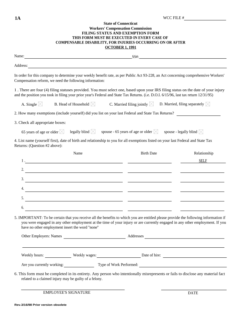 Filing Status and Exemption Connecticut  Form