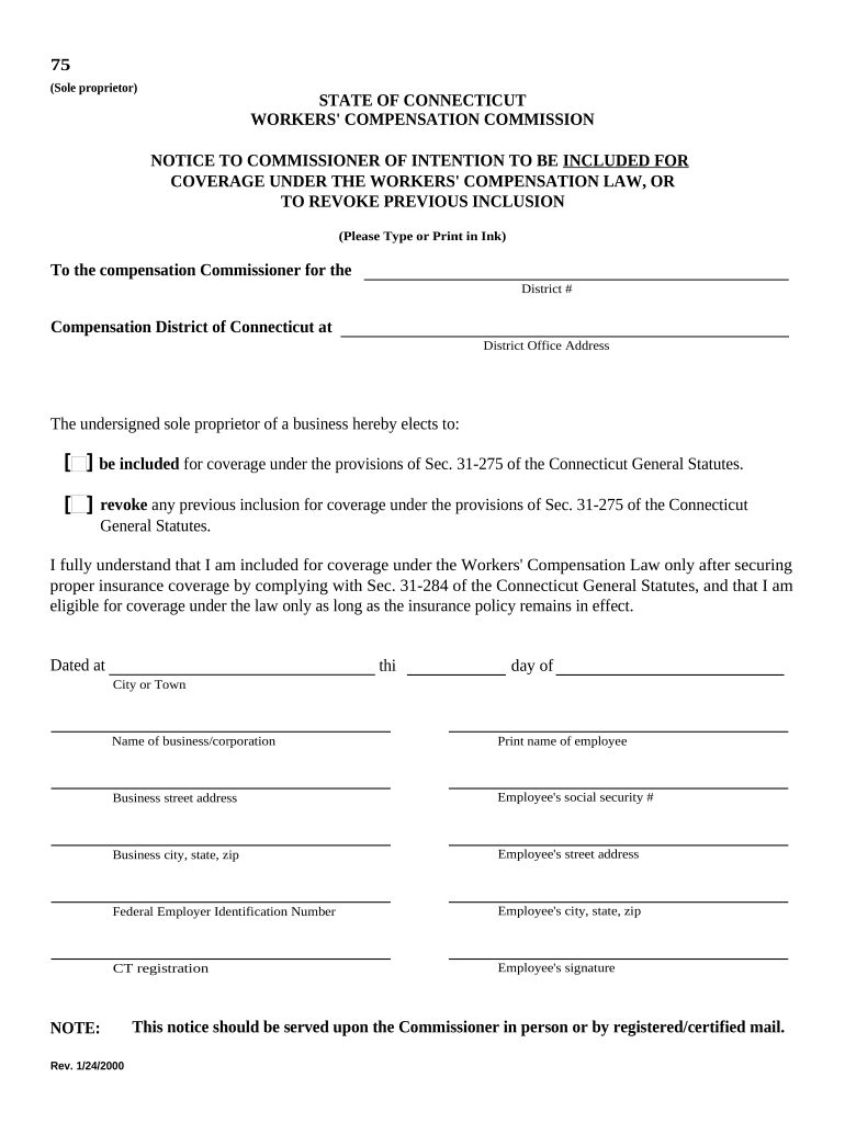Notice of Intention to Be Included Connecticut  Form