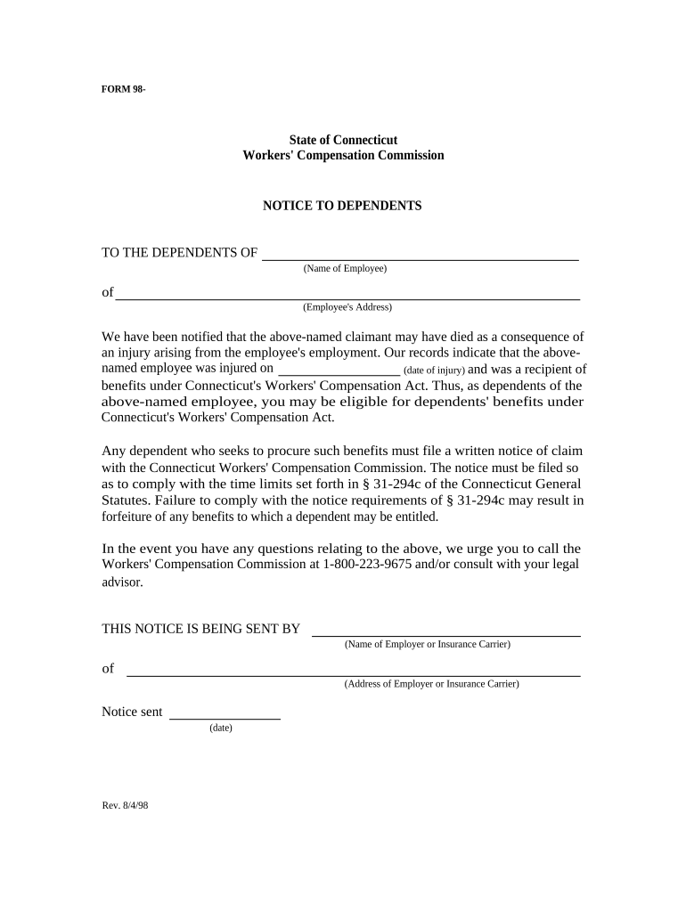 Notice to Dependants Connecticut  Form