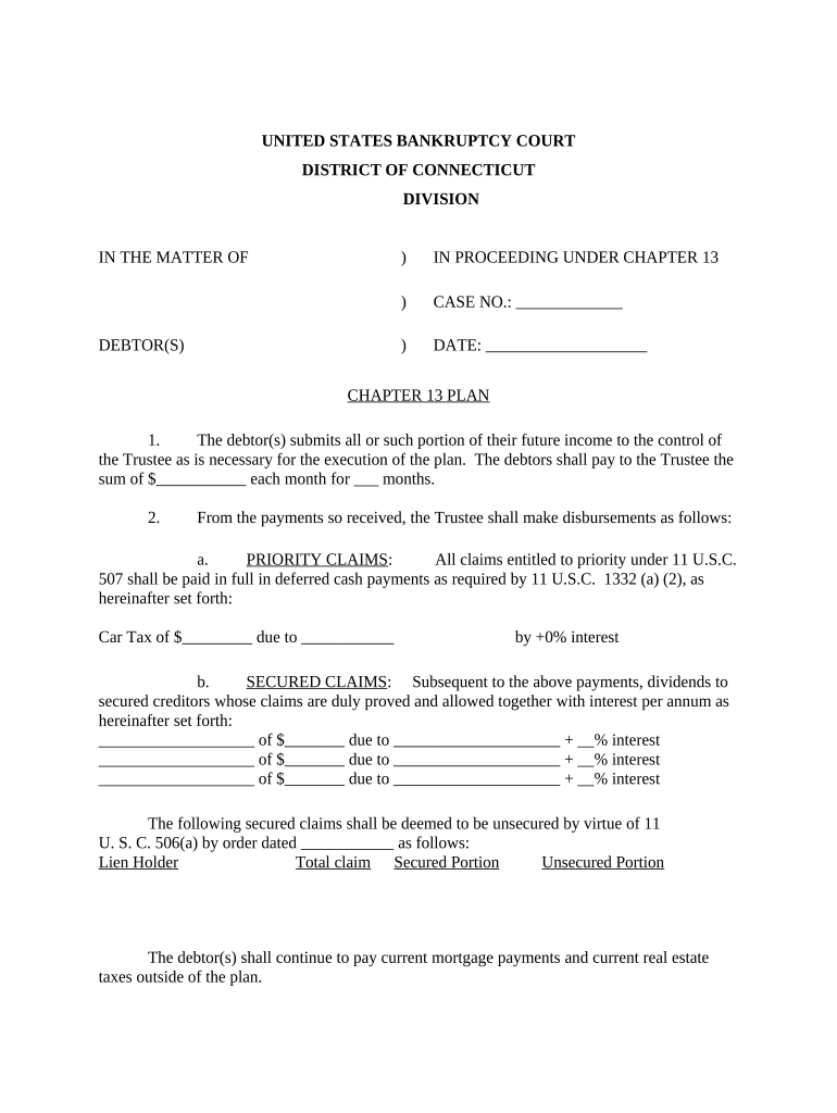 Chapter 13 Plan Form