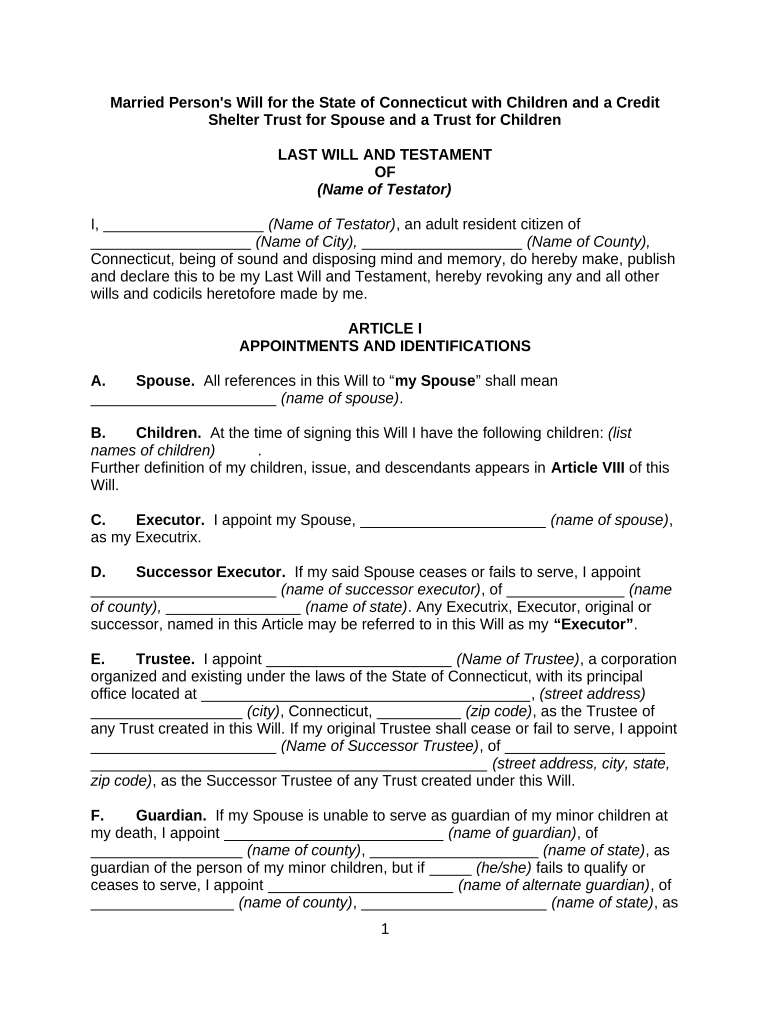 Connecticut Married  Form