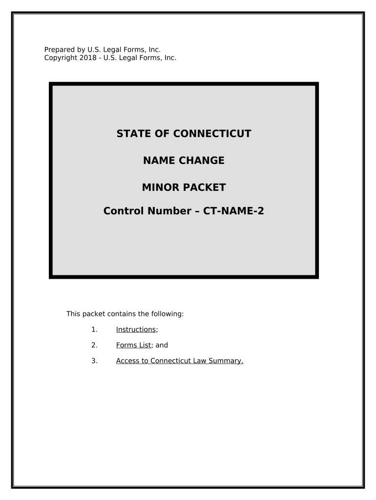 Connecticut Name Change Instructions and Forms Package for a Minor Connecticut