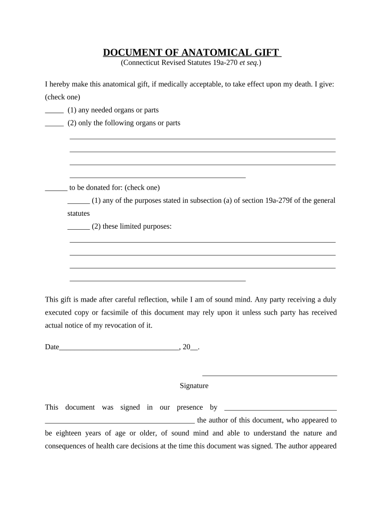 Revised Uniform Anatomical Gift Act Donation Connecticut