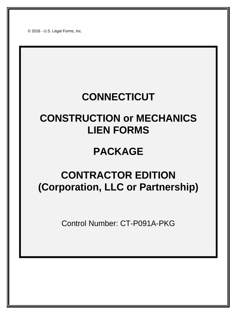 Connecticut Construction or Mechanics Lien Package Corporation Connecticut  Form