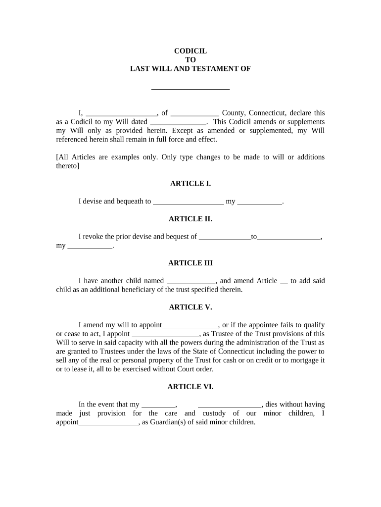 Codicil Will Form