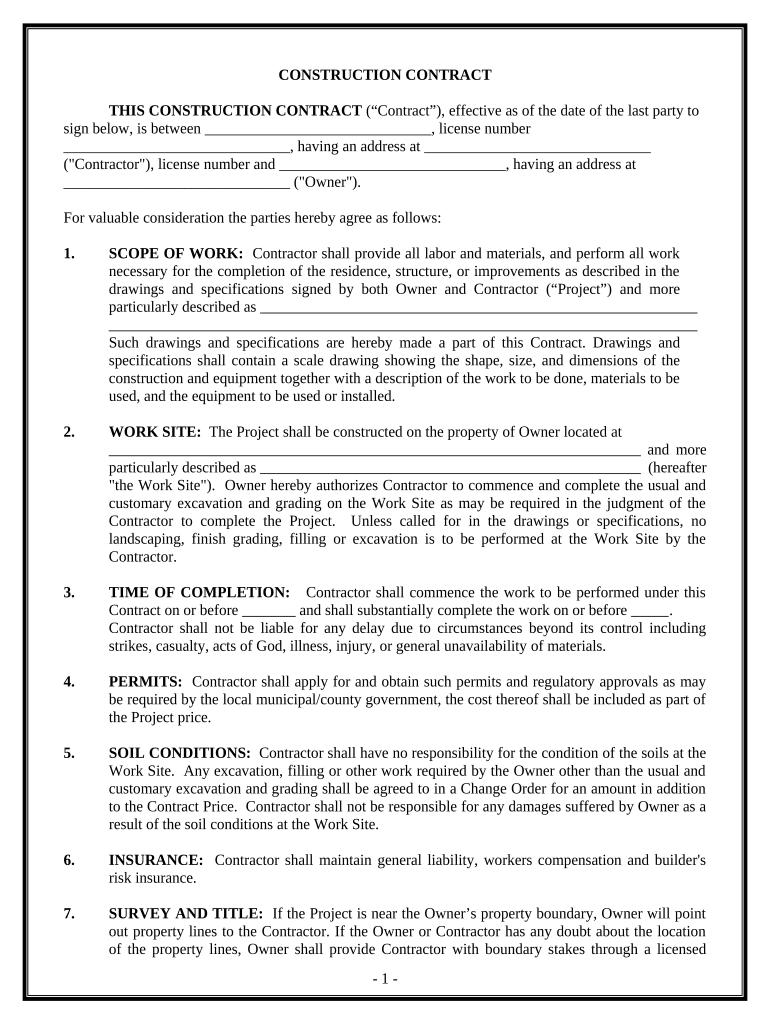 Construction Contract Cost Plus or Fixed Fee District of Columbia  Form