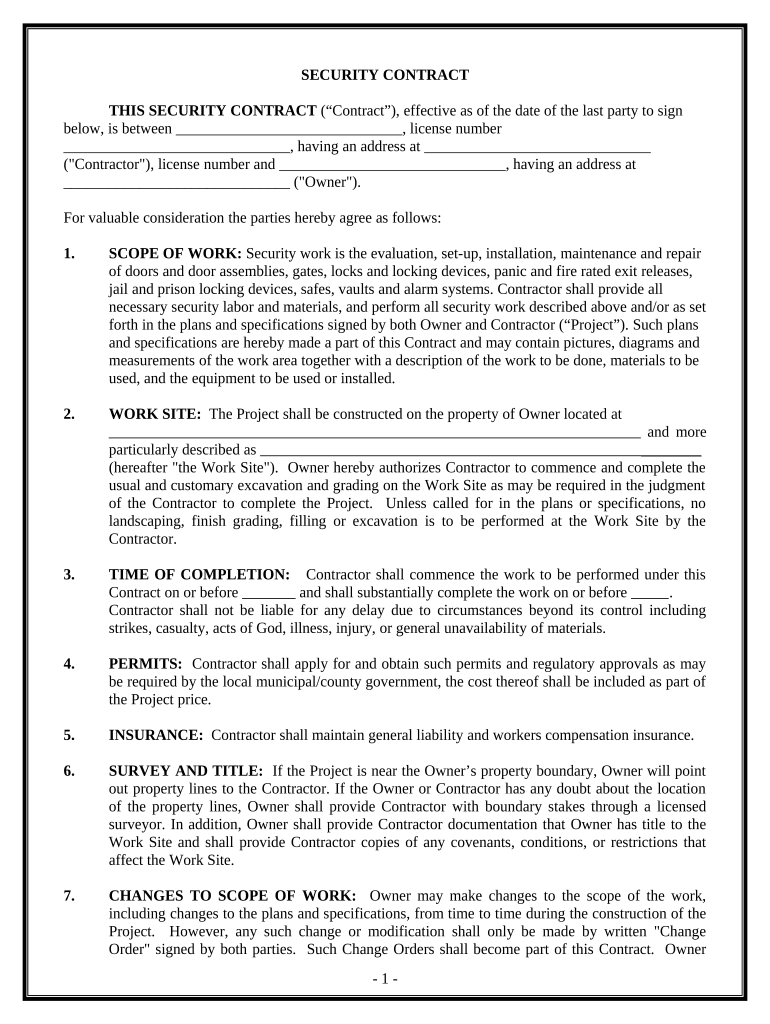 District of Columbia Security  Form